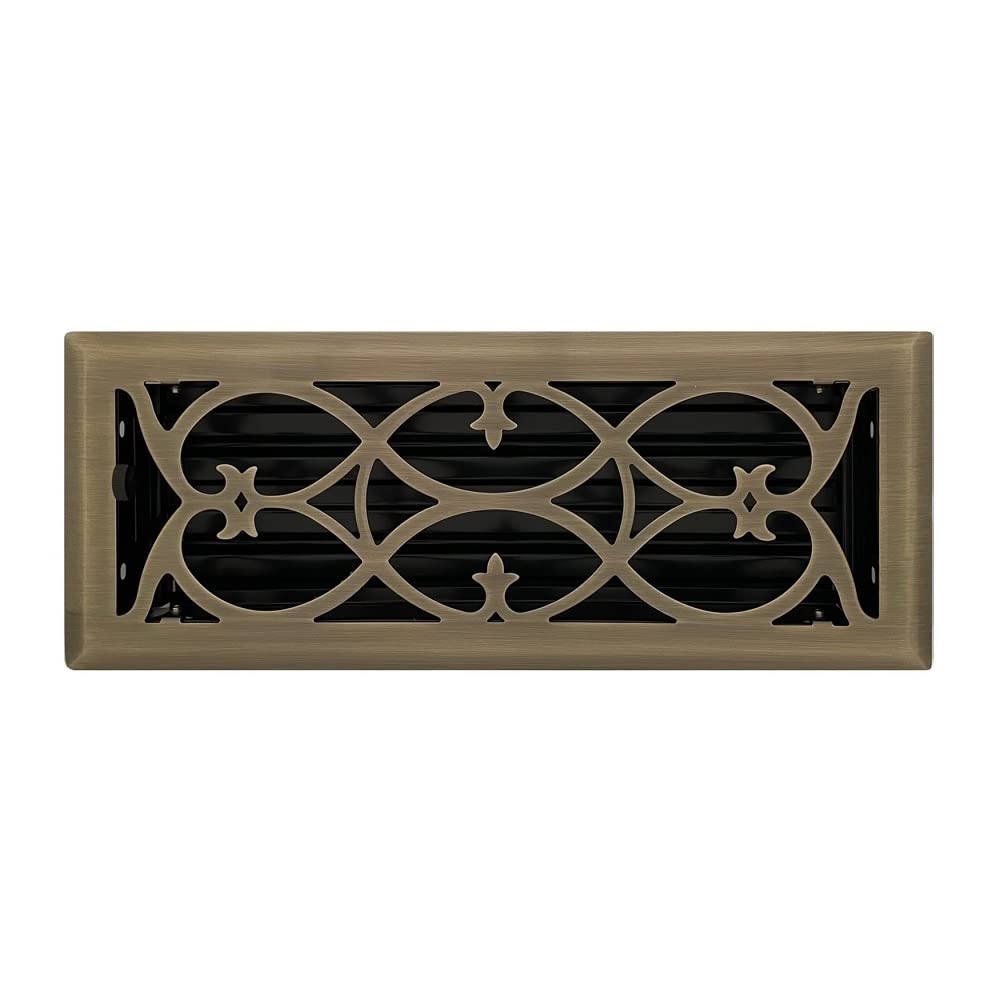 Antique Brass Plated Steel Victorian Register for Floor/Wall Use - 4" x 12"