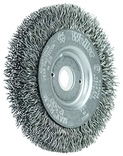 Image of Weiler 00274 3 inch Narrow Face Crimped Wire Wheel, .014 inch Steel Fill, 1 /2 inch-3 /8 inch Arbor Hole, Made in The USA (Pack of 2)