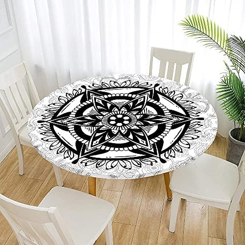 FANSU Round Tablecloth 70cm, Waterproof Round Table Cover Mandala Wipe Clean Table Protector for Kitchen Dining Room, Great for Diameter of Table 50-60
