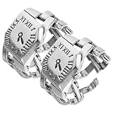 OSALADI Anillo Reloj Vintage Ajustable para Mujer, Diseño Números Romanos, Color Plata Envejecida, 2 Piezas, Accesorio de Moda Femenino, Joyería Ligera y Portátil para Uso Diario