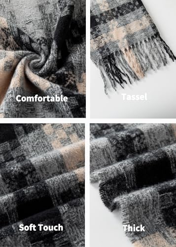Winter Scarf For Women Women's Long Plaid Blanket Scarf Chunky Oversized Winter Fall Warm Big Tartan Scarves Wrap Shawl Ladies Gifts2