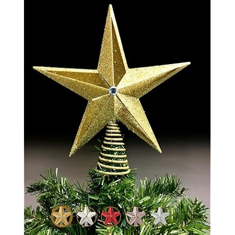 Christmas Traditions 10 inch Large Filigree Gold Glittered Christmas Star Tree Topper Star for Large Tree 6 feet-8 feet Tall/Home Decor Ornaments (Gold) Cover