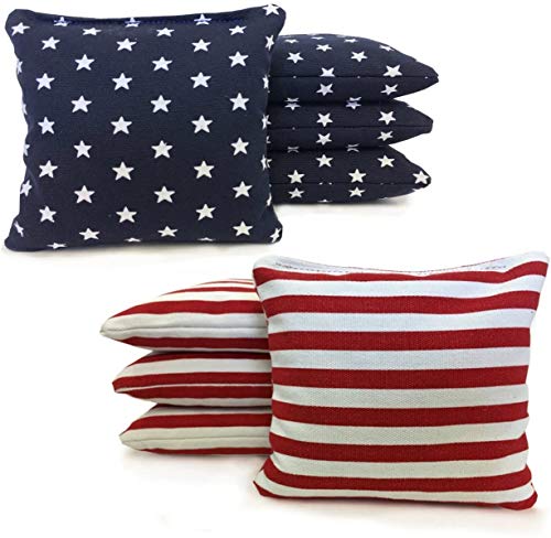 Tailgating Pros Cornhole Boards - 4'X2' Cornhole Game W/Carrying Case & Set Of 8 Corn Hole Bean Bags W/Tote (4'X2' Rustic Flag) #TOP1