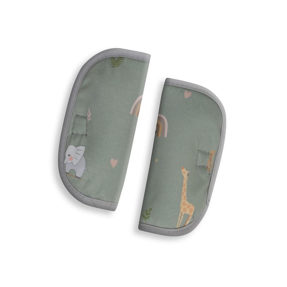 Interbaby Materassino per passeggino universale per estate | Safari verde | traspirante e confortevole | copertura per passeggino 100% cotone, 84 x 34 cm, protezioni per imbracatura