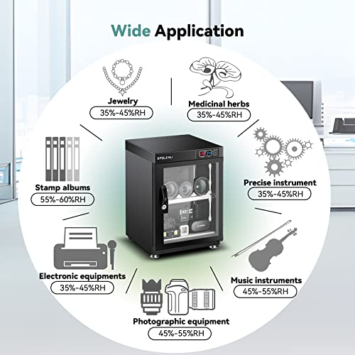Spolehli Dry Cabinet Camera Digital Control Dehumidifier 35L Electronic Dry Box with LED Lights Noiseless & Energy Saving for Camera Lens & Electronic Equipment Storage - Image 5