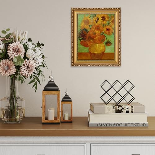Image of 8x10 Vintage Picture Frame with Mat Antique Gold Picture Frames | Wood, Real Glass, Matted 5x7 or 8 x 10 Photos, Easy Photo Changes, Tabletop or Wall Hanging