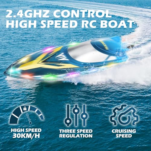 image for HEXSOLID Remote Control Boat RC Boat for Adults Kids for Pool Lake wit