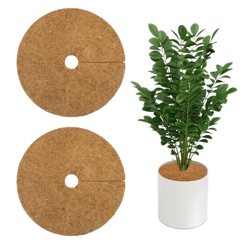Sukh Coconut Fibers Plant Protector Mat - 2PCS Tree Mulch Ring 9 Inch Natural Coconut Fibers Plant Cover for Indoor Outdoor Plants Coco Coir Mat Tree Protection Ring for Landscaping
