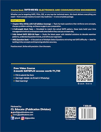 Image of GATE ECE Practice Book 2027 | Electronics & Communication Engineering| Chapter-Wise MCQs for GATE, ESE & PSUs | Solved Papers 2025-26 | 3 Full-Length Mock Tests