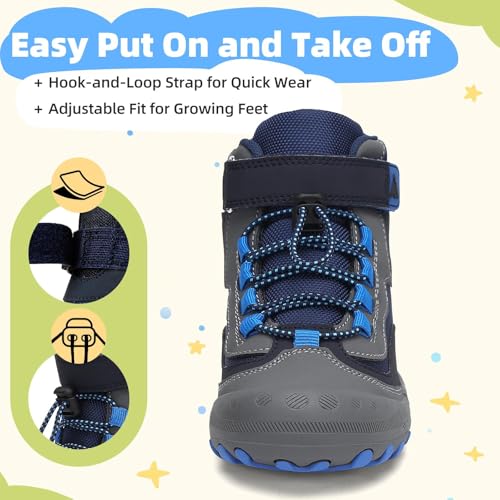 Image of Mishansha Kids Water Resistant Hiking Boots, Boys Girls Anti Collision Anti-Skid Athletic Outdoor Ankle Adventure Trekking Shoes
