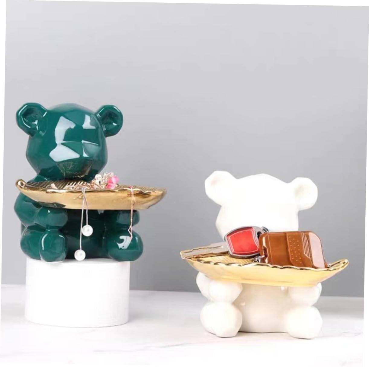 Ceramic Jewelry Plate Bear Design Jewelry Tray Necklace Holder Trinket Holder Home Decor