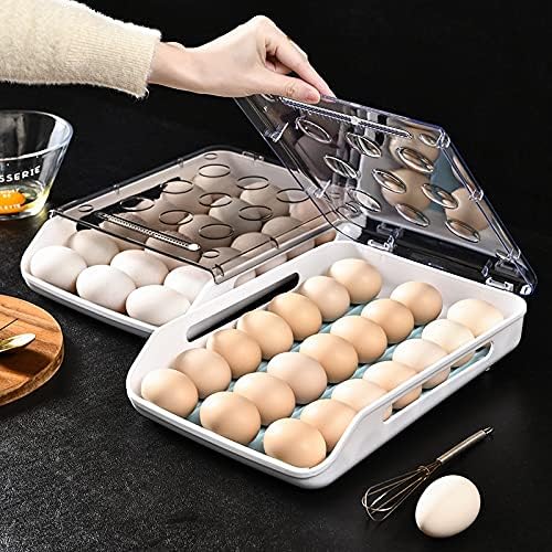 Storage Box for Eggs in Refrigerator Household Fresh-Keeping Kitchen Food Arrangement Shelf Drawer Type Kitchen Items (Color : Large Grey) (Large Blue)