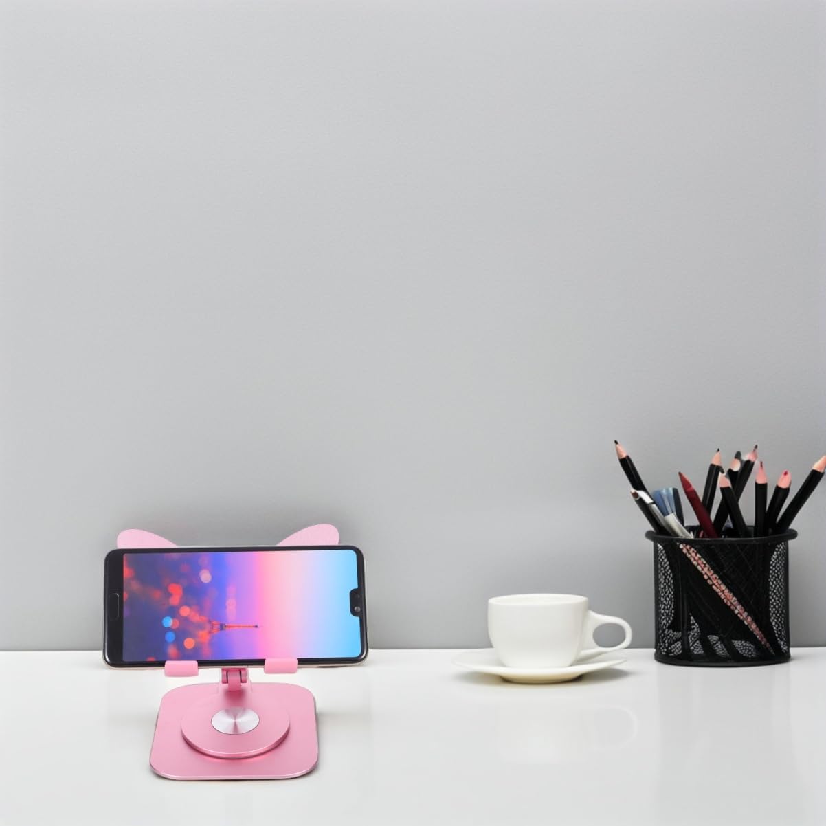 Homoyoyo Supporto Pieghevole Rosa in Alluminio per Cellulare Lega | Scrivania e Viaggio, Design Compatto Antiscivolo, Supporto Regolabile per Smartphone