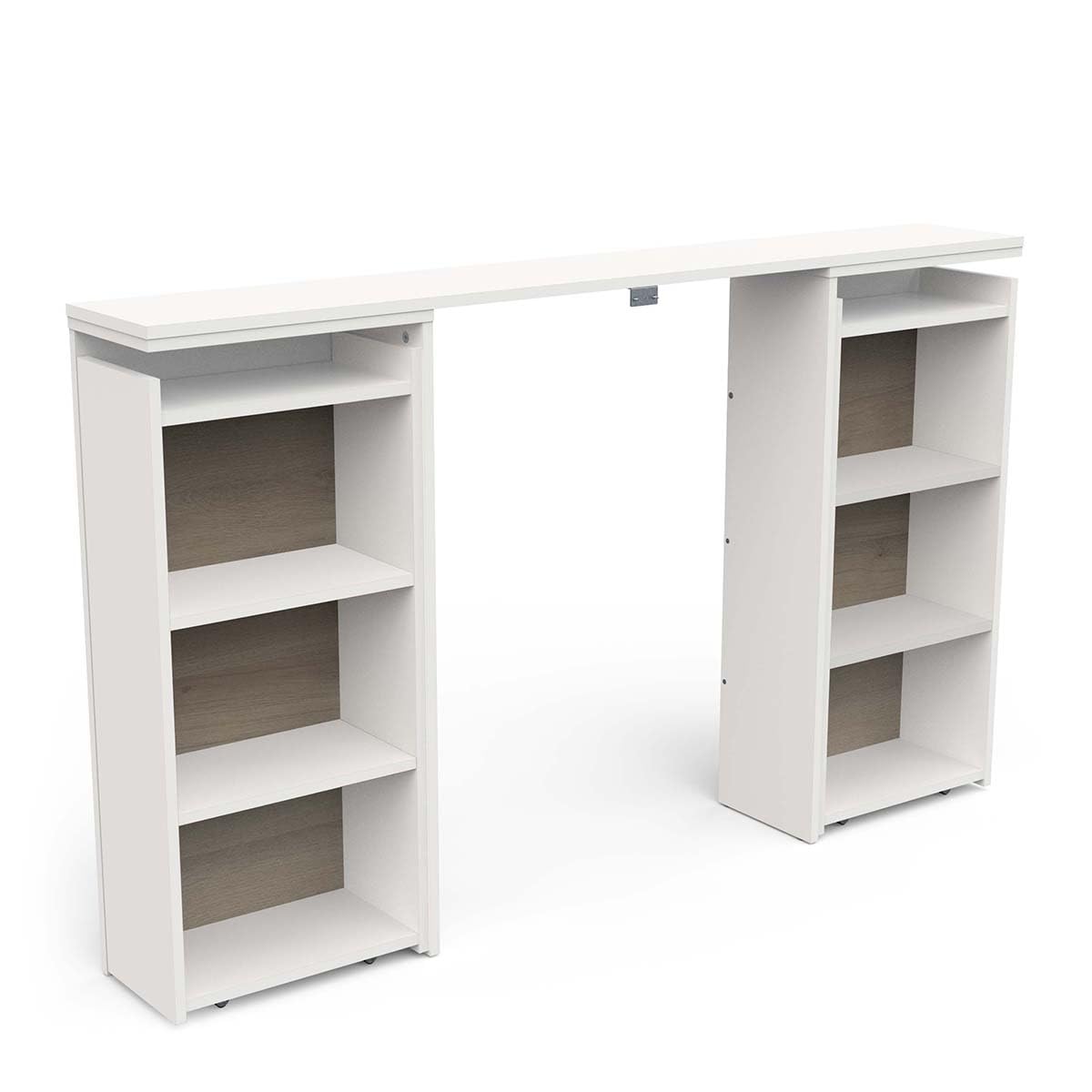 Cabecero de Cama con Almacenamiento con 6 nichos de Madera, Compatible con Cama de 140 x 200 y Cama de 160 x 200, Color Blanco Mate, Dormitorio para Adultos Clyde - 21,6 x 144,4 x 87,7 cm