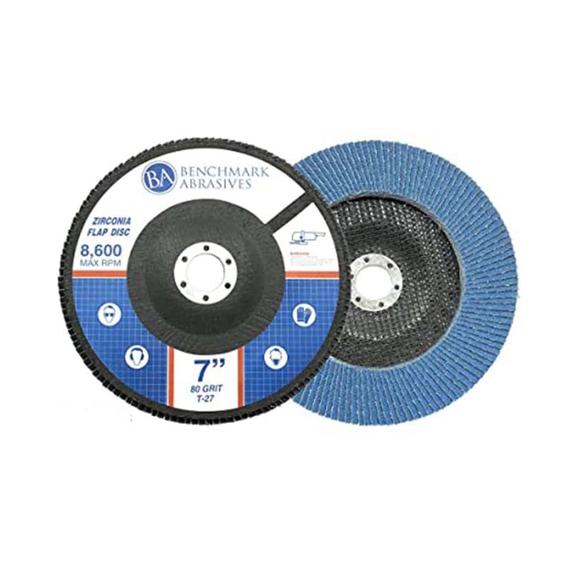 Miniatura 8 de Benchmark Abrasives Discos de solapa tipo 27 de circonita jumbo de alta densidad de 7 x 7/8 pulgadas para amoladora angular, discos de lijado de 7
