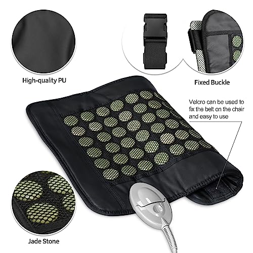Utk 19" X 15" Jade Stone Far Infrared Heating Pad For Back, Abdomen, And Leg Pain Relief With Smart Remote Controller, Carry Bag, And Chair Strap #TOP7