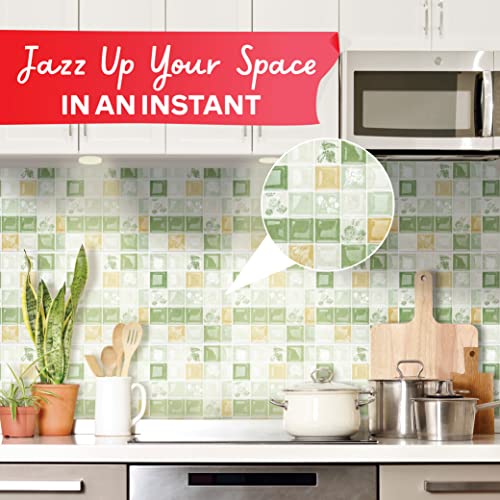 Xfasten Square Peel And Stick Backsplash For Kitchen 10Pcs 12” X 12” + Cutter Ornamental Kitchen Backsplash Tile Peel And Stick Tiles Stick On Self Adhesive Backsplash Tile For Kitchen And Bathroom #TOP2