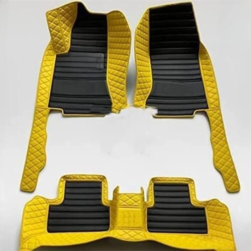 Fußmatten Für Vw Für Golf Für Mk7 5G 2012‑2020 Leder Fußmatten Fuß Liner Wasserdicht Anti Slip Innen Custom Car teppichAuto(Striped Yellow)