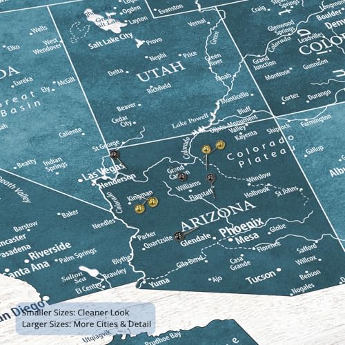 Image of IPIC - Antique Blue USA Travel Map, Pin Board Canvas Wall Art, Travel Map with Pins Included, Ready to Hang for Home or Office, 30x24 Inch