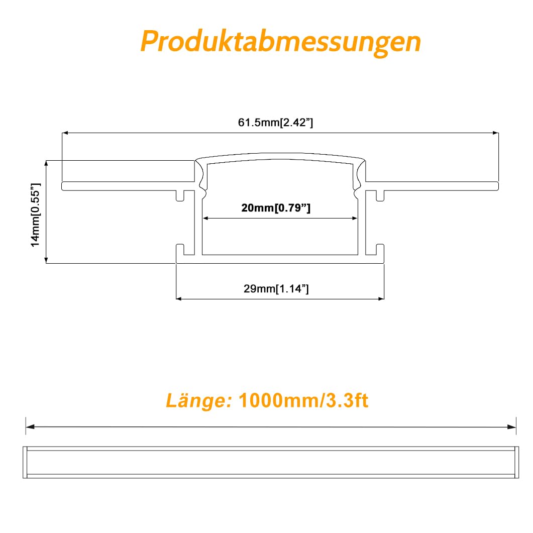 LEDLightsWorld Putz Aluminium LED Profil für 20mm LED Streifen, 4er Set 3,3 ft/1 m mit Milchiger Abdeckung, Trimless Putzkanal Trockenbauprofi für Decke und Wand