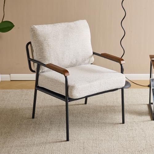Karl home Accent Chair Modern Armchair with Metal Frame Linen Fabric Upholstory Living Room Chair...