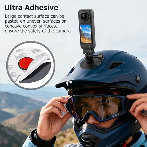 Flexible Adhesive Helmet Mount for DJI Osmo Action 6 5 pro 4 Nano for Insta360 X5/X4 GO Ultra Action Camera Snowboard Su - Additional View
