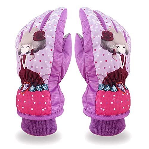 Gants de ski enfants rose M imperméables et coupe-vent UKKO