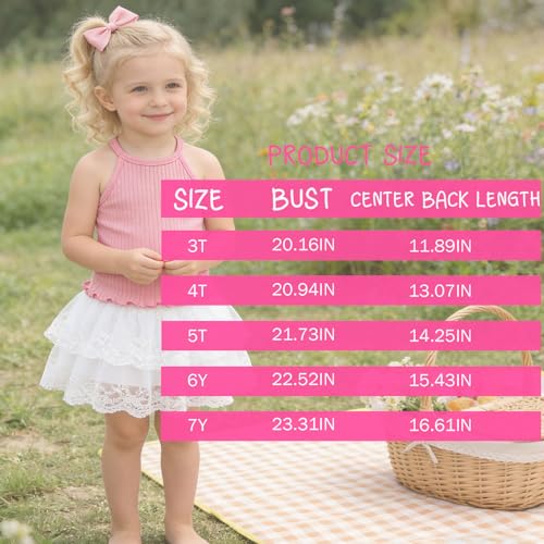 Image of ROMPERINBOX Toddler Tank Tops Girls 3 Pack Ribbed Knit Multipacks Halter Top Camisoles Undershirt
