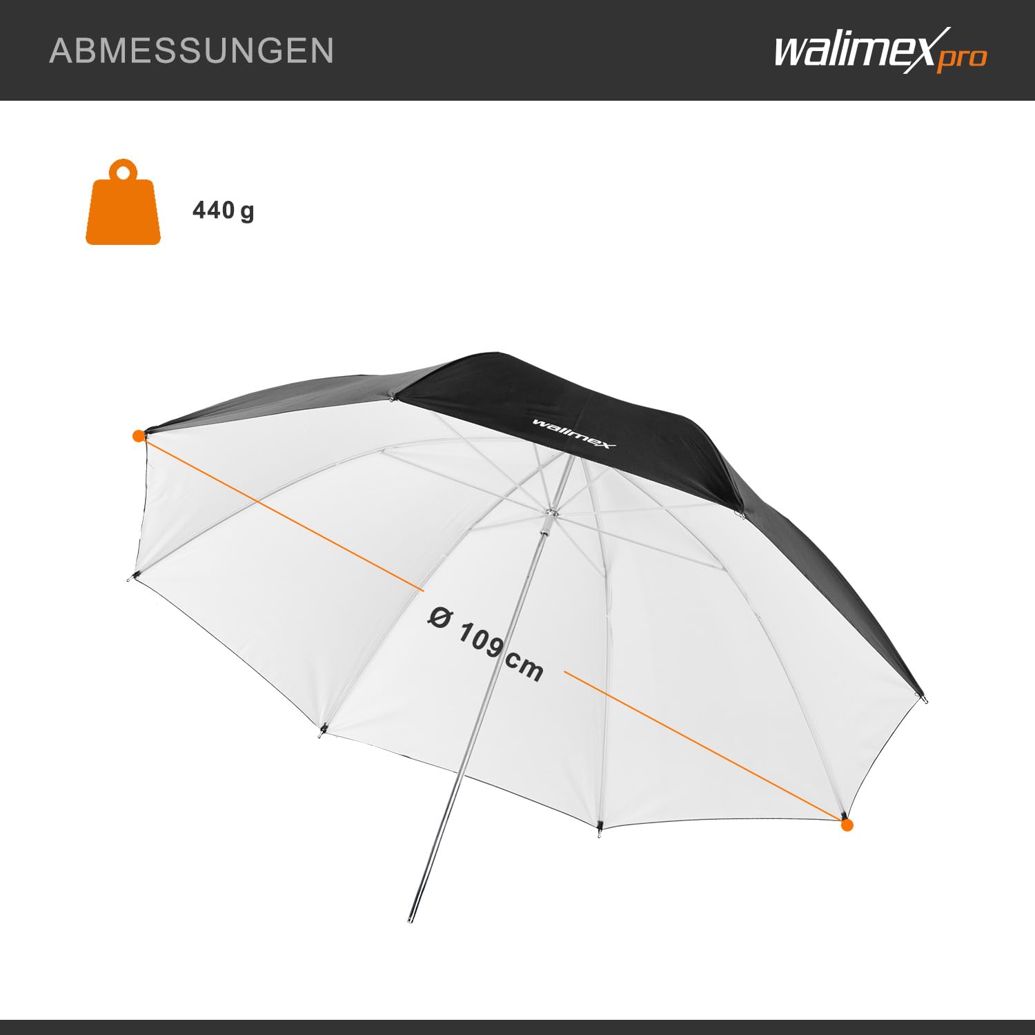 Walimex Pro Reflexschirm 109 cm schwarz/weiß
