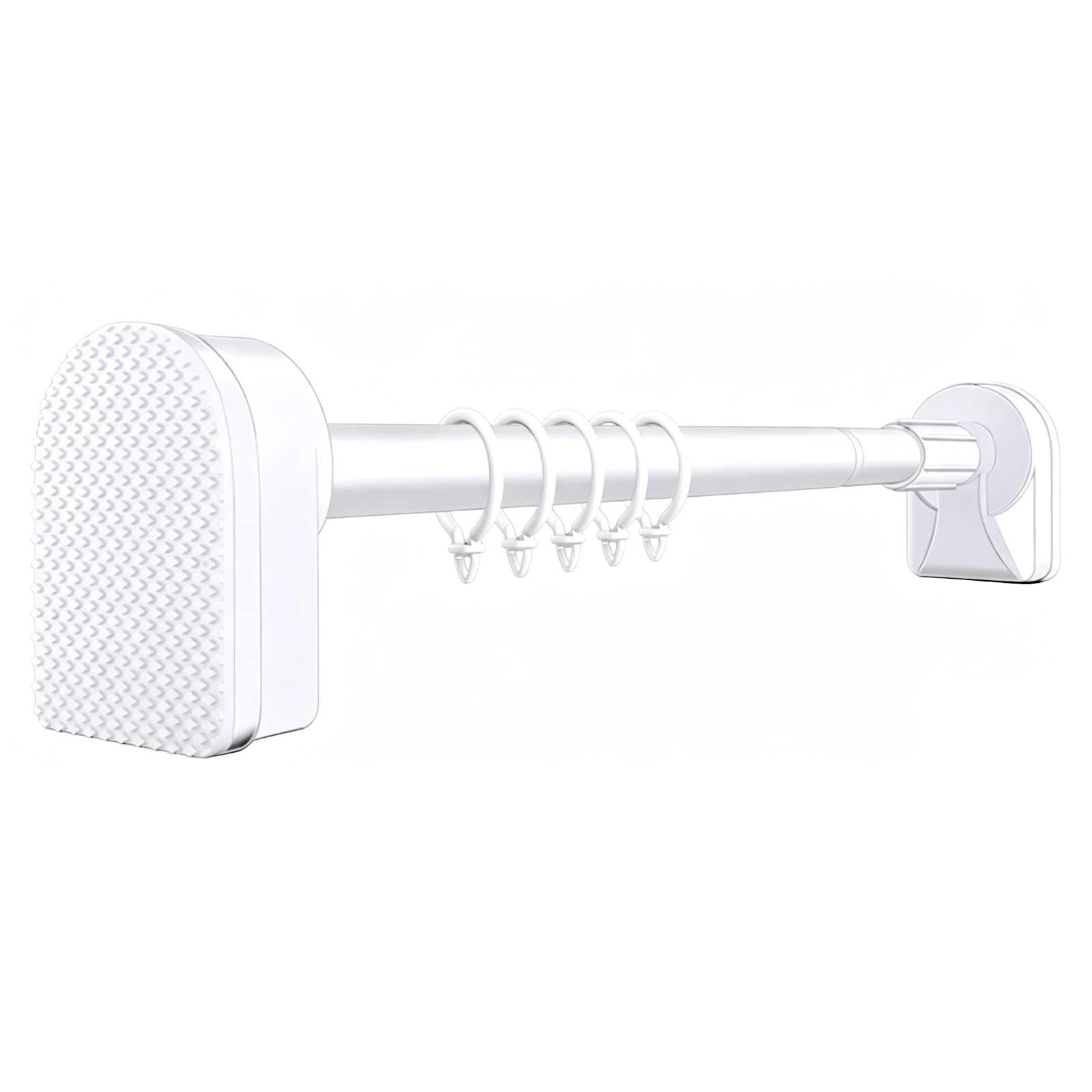 Shower Curtain Rod No Drilling, 20-205 in Stainless Steel Adjustable Tension Curtain Rod with Rings for Windows, Bathroom, Home(White,130-250cm/51-98in)
