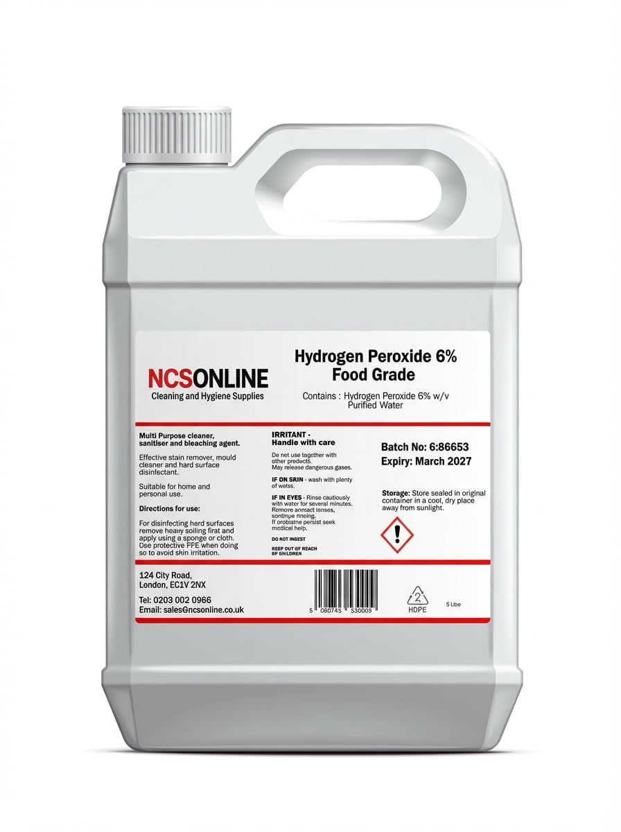 NCS Hydrogen Peroxide (6%) Food Grade H2o2 5 Litre