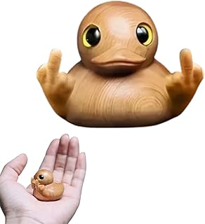 Tapazapa Handmade Wooden Middle Finger Duck Figurine, Funny Mini Duck Statue for Home, Office, Car Décor. Birthday Gift. Interesting Christmas Stocking Stuffer.