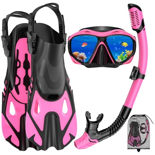 Équipement de plongée avec tuba pour adultes, ensemble de masque de plongée avec palme, masque de tuba, vue panoramique, anti-fuite, anti-buée, kit de...