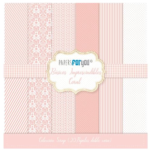 Papers for You - Scrapbooking and Craft Paper Kit Essential Basics Coral Collection, Basic Coral 20 Papers, Básico