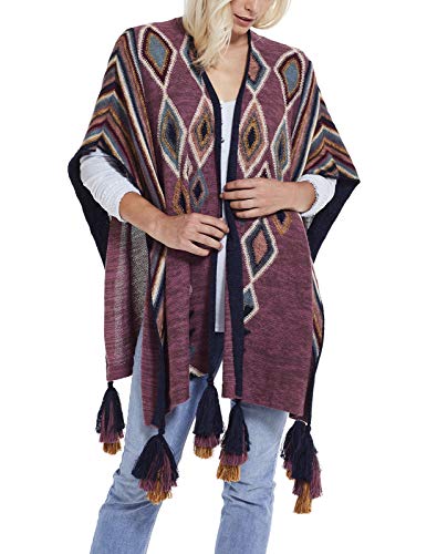 Invisible World Poncho Invierno Lana de Alpaca Capa para Fiestas Invierno Otoño Abrigo Abierto de Punto para Mujer Umina