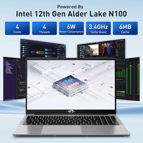 Image of NIMO 15.6 IPS-FHD-Laptop, Intel Pentium 4 Cores N100 8GB RAM 256GB SSD Backlit Keyboard Fingerprint (Beat to i3-1115G4 Up to 3.4GHz) Computer for Student-Home WiFi 6 BT5.2 Win 11
