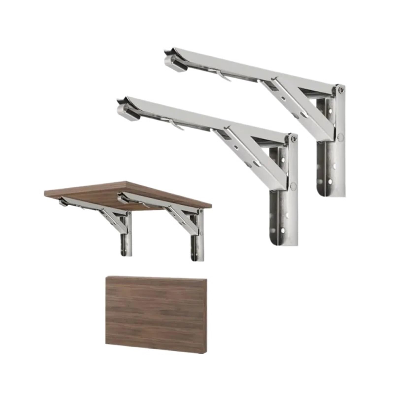 Escuadras Metalicas Banco de pared plegable triangular ajustable, mesa y estante for muebles, herrajes resistentes de 8 pulgadas(5 Pcs)