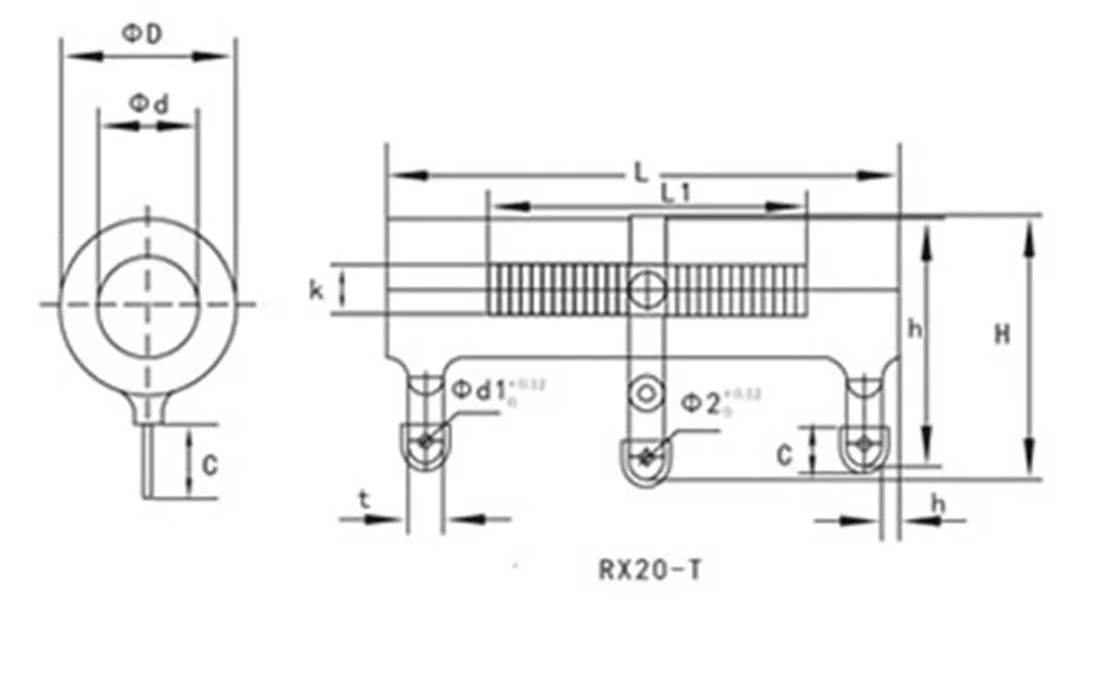 Resistencia ajustable de esmalte vítreo RX20T de 100 W, 150 W, 200 W y 300 W; resistencia variable; reóstato deslizante; bobinado de alambre; resistencia esmaltada(Other resistance,150W)