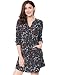 Allegra K Women's Floral Print Button Closure V-Neckline Pockets Dress L Blue