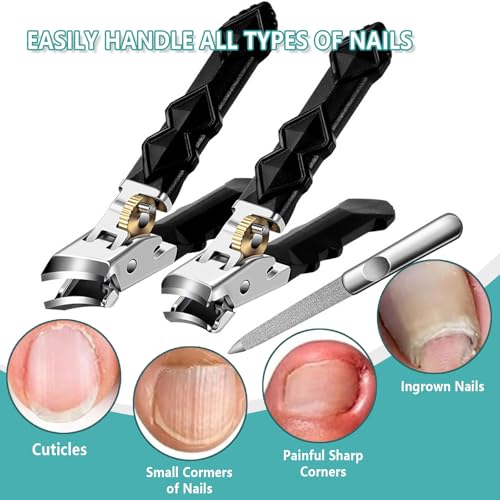 2 cortaúñas de acero inoxidable profesional para personas mayores, cortauñas, apto para uñas de manos y pies, alicates para uñas de pies gruesos - imagen 6