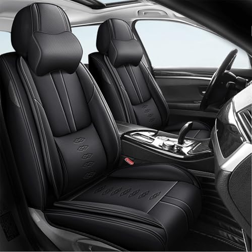 Image of Car Seat Covers for Neon,for Dodge Neon 2000-2005,Leather Front Seat Covers,Airbag-Compatible Car Seat Protectors,Waterproof Seat Cover for Cars(Black,2PCS /with Pillows)