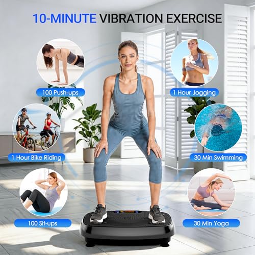 Image of Homesy Vibration Plate Exercise Machine, Vibrating Plate for Lymphatic Drainage, Full Body Shake Platform Board for Home Fitness and Fat Burning, Sport Gym Equipment for Women Men