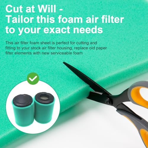 Image of Foam Air Filter Material Replacement for Uni Filter ATV Air Filters- BF-1 BF1 14 inch X 17 inch X 5 /8 inch 65-PPI Green Fine Foam Sheet, Air Filter Pads for Motorcycle ATV Scooters Dirt Bike