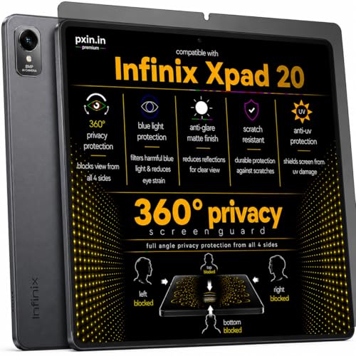 Image of Pxin 360 Pro Privacy Screen guard compatible with Infinix Xpad 20 | Anti Glare | Anti UV | Anti Blue | Anti Reflection | Privacy Filter | Unbreakable Build