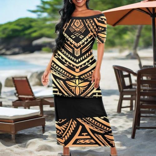Polynesian Samoan Puletasi for Women | Polyester - Spandex Island Attire with Floral Patterns | Sizes S-4XL4
