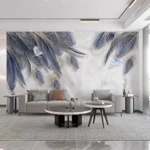 Mural panorámico 3D de plumas moradas para tapar imperfecciones de pared 3