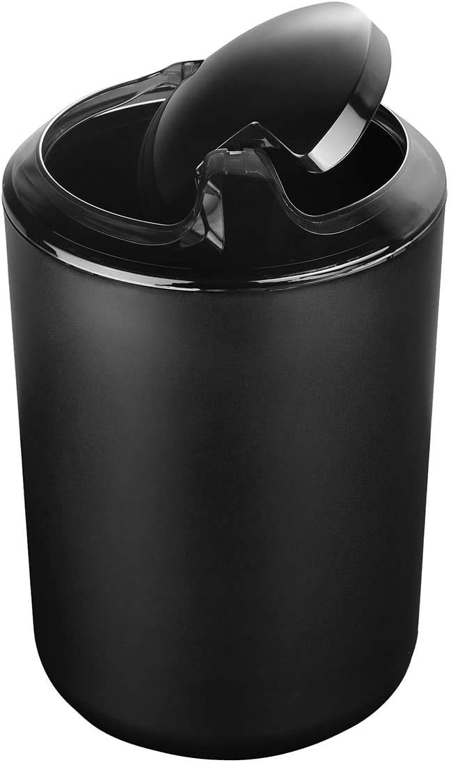 6 Pcs Plastic Bathroom Accessory Set Luxury Bath Accessories Bath Set Lotion Bottles, Toothbrush Holder, Tooth Mug, Soap Dish, Toilet Brush, Trash Can, Rubbish Bin (Black)