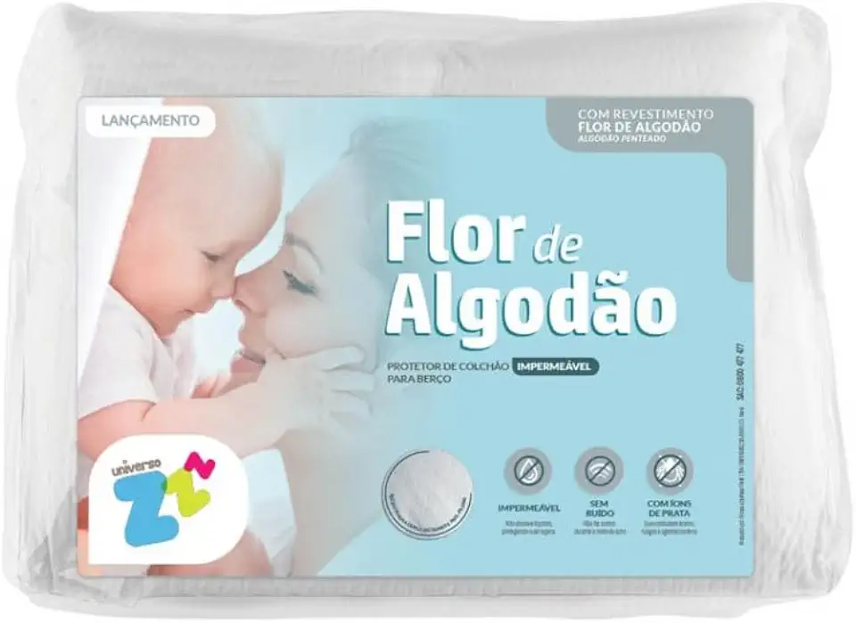 Protetor de colchão Flor de Algodão impermeável para berço em matelassê - 70x130 - Fibrasca, BRANCO