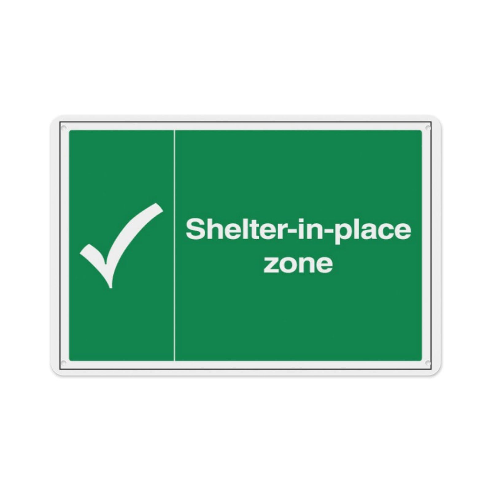 peiyeety Shelter-In-Place Zone With Tick Aluminum Tin Warning Signs For Home Outdoor Garden 8X12 Inches