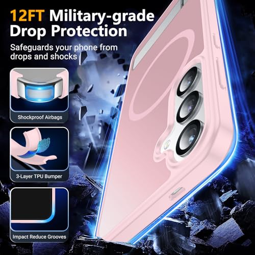 Image of SPIDERCASE Magnetic for Samsung Galaxy S25 Case, [3 Stand Ways][ Military Grade Drop Protection] with Invisible Stand Shockproof Slim Case for Samsung Galaxy S25 6.2 inch, Pink